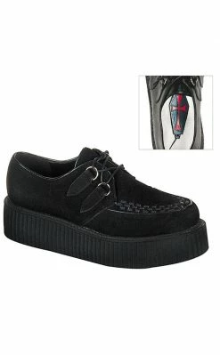 Demonia Shoes CREEPER-402S Black Suede Creepers