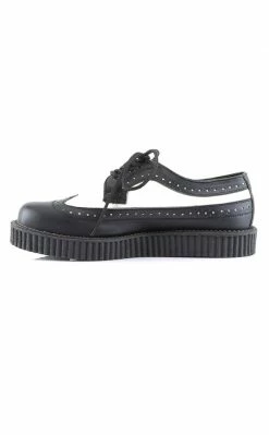 Demonia CREEPER-608 Black & White Leather Creepers