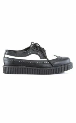 Demonia CREEPER-608 Black & White Leather Creepers