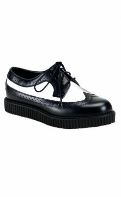 Demonia CREEPER-608 Black & White Leather Creepers