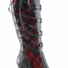 Demonia Shoes CRYPTO-106 Black & Red Lace Knee High Boots