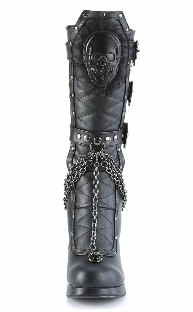 Demonia Shoes CRYPTO-67 Black Quilted Knee High Boots 4 Demonia Shoes CRYPTO-67 Black Quilted Knee High Boots