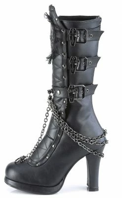 Demonia Shoes CRYPTO-67 Black Quilted Knee High Boots 9 Demonia Shoes CRYPTO-67 Black Quilted Knee High Boots