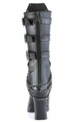 Demonia Shoes CRYPTO-67 Black Quilted Knee High Boots 10 Demonia Shoes CRYPTO-67 Black Quilted Knee High Boots