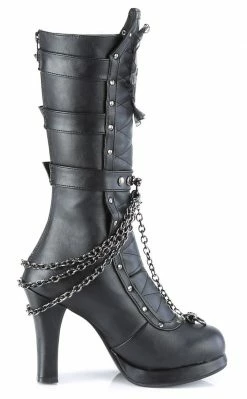 Demonia Shoes CRYPTO-67 Black Quilted Knee High Boots 11 Demonia Shoes CRYPTO-67 Black Quilted Knee High Boots