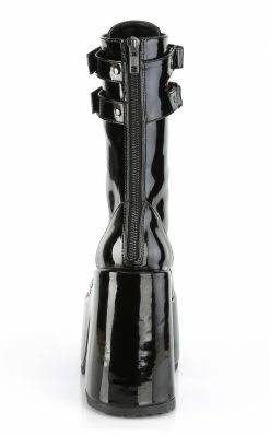 Demonia Camel-250 Black Patent Platform Boots Shoes