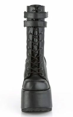 Demonia Camel-250 Black Vegan Platform Boots Shoes