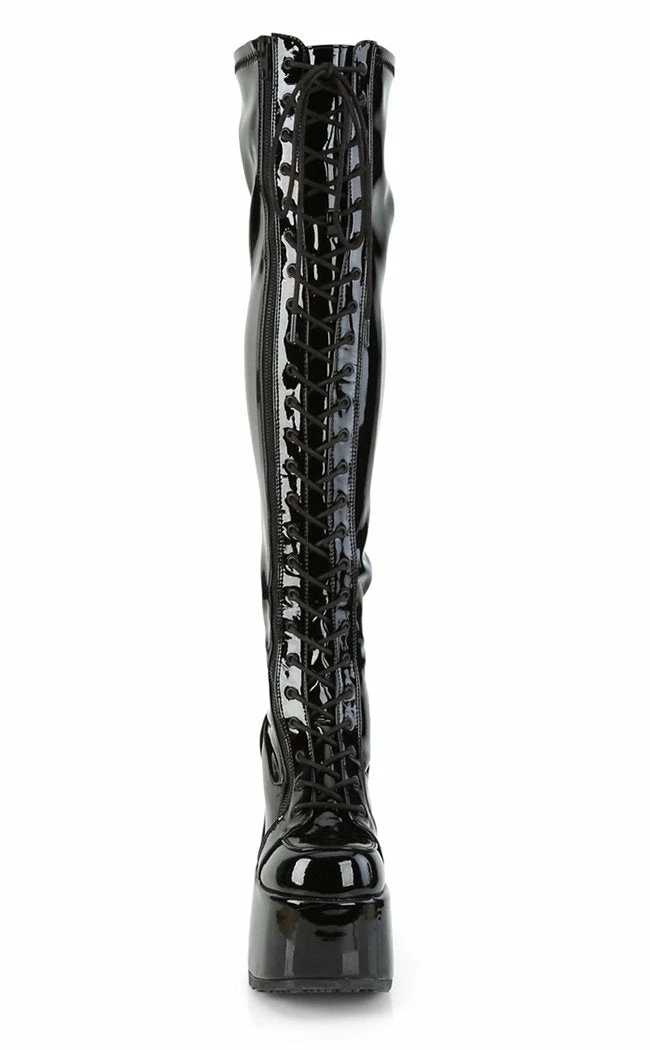 Demonia Camel-300 Black Patent Thigh High Boots (AU Stock) 7 Demonia Camel-300 Black Patent Thigh High Boots (AU Stock)