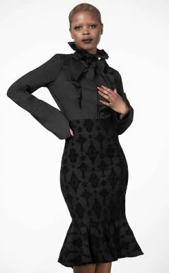 Killstar Candence Flocked Midi Skirt Clothing