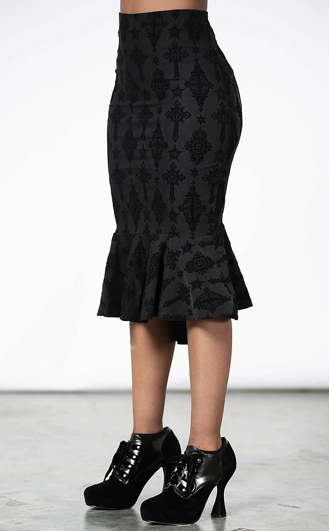 Killstar Candence Flocked Midi Skirt Clothing 5 Killstar Candence Flocked Midi Skirt Clothing