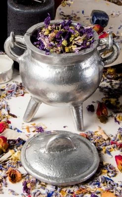 Cauldrons Witchcraft Cast Iron Cauldron W Lid In Silver