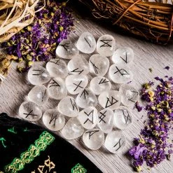 Aether Clear Quartz Elder Futhark Viking Rune Set Witchcraft