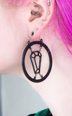 TB Jewellery Coffin In Chains Plug Hoops | Earrings