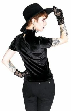 Restyle Clothing Crescent Mesh Velvet Top 9 Restyle Clothing Crescent Mesh Velvet Top