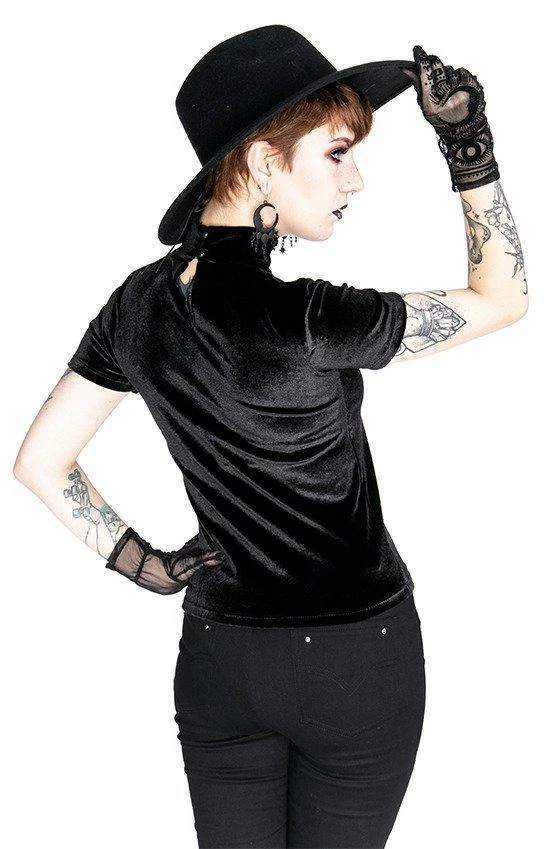 Restyle Clothing Crescent Mesh Velvet Top 5 Restyle Clothing Crescent Mesh Velvet Top