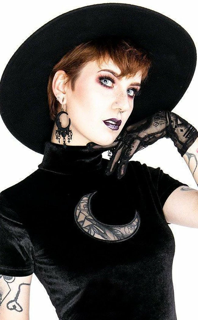 Restyle Clothing Crescent Mesh Velvet Top 3 Restyle Clothing Crescent Mesh Velvet Top