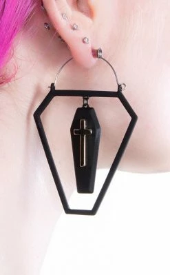 TB Cross In A Coffin Plug Hoops | Earrings Jewellery