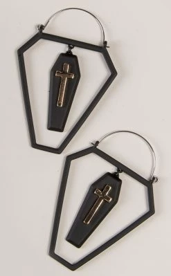 TB Cross In A Coffin Plug Hoops | Earrings Jewellery