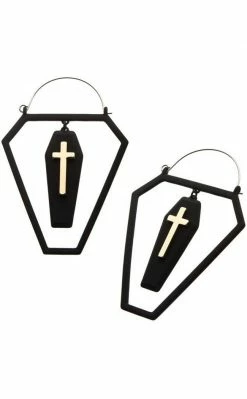 TB Cross In A Coffin Plug Hoops | Earrings Jewellery