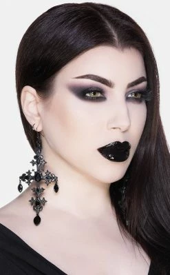 Killstar Crossed Desire Earrings | Black Accessories