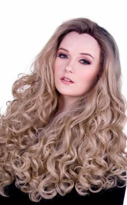 Rockstar Wigs Curly Dark Roots Blonde Lace Front Wig
