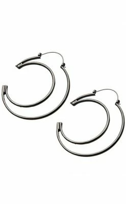 TB Cutout Moon Plug Hoops | Earrings Jewellery