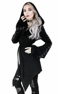 Restyle D Ring Long Hooded Cardigan Clothing