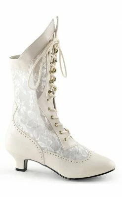 Funtasma DAME-115 Ivory Pu-Lace Boots