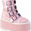 Demonia Shoes DAMNED-105 Baby Pink Holo Flatform Ankle Boots