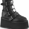 Demonia DAMNED-105 Black Matte Flatform Ankle Boots