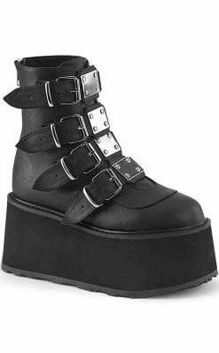 Demonia DAMNED-105 Black Matte Flatform Ankle Boots