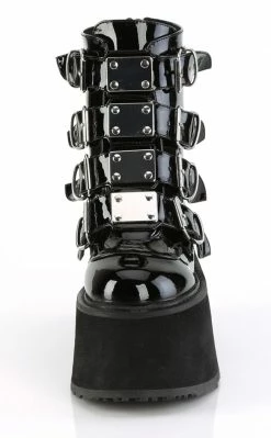 Demonia DAMNED-105 Black Patent Flatform Ankle Boots Shoes