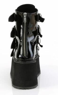 Demonia DAMNED-105 Black Patent Flatform Ankle Boots Shoes
