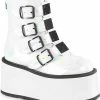 Demonia DAMNED-105 White Holo Flatform Ankle Boots