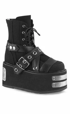 Demonia DAMNED-116 Black Canvas Boots Shoes