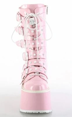 Demonia DAMNED-225 Baby Pink Holographic Boots