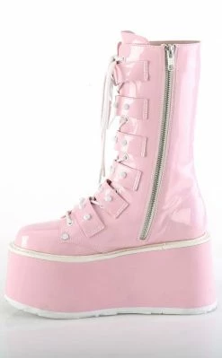 Demonia DAMNED-225 Baby Pink Holographic Boots