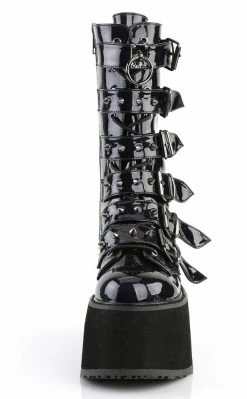 Demonia DAMNED-225 Black Holographic Boots Shoes