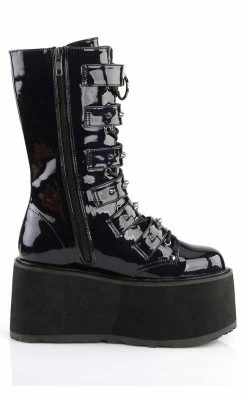 Demonia DAMNED-225 Black Holographic Boots Shoes