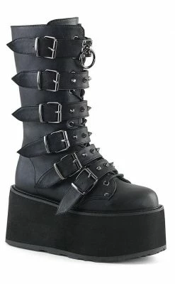 Demonia Shoes DAMNED-225 Black Vegan Leather Boots