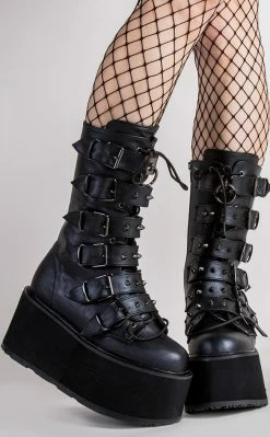 Demonia Shoes DAMNED-225 Black Vegan Leather Boots
