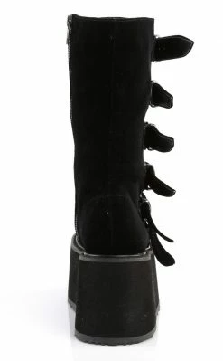 Demonia DAMNED-225 Black Velvet Boots Shoes