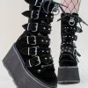 Demonia DAMNED-225 Black Velvet Boots Shoes