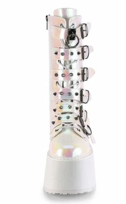 Demonia Shoes DAMNED-225 Pearl Iridescent Boots