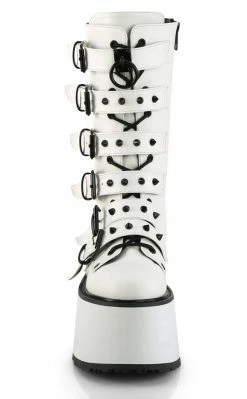 Demonia DAMNED-225 White Vegan Leather Boots