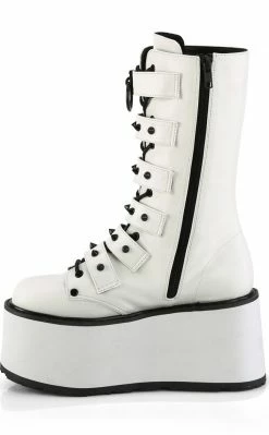 Demonia DAMNED-225 White Vegan Leather Boots