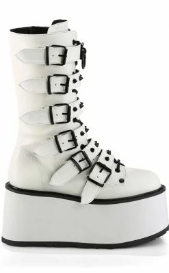 Demonia DAMNED-225 White Vegan Leather Boots