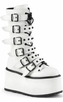 Demonia DAMNED-225 White Vegan Leather Boots