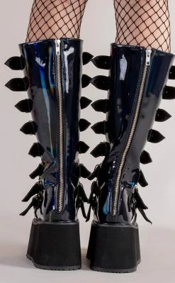 Demonia DAMNED-318 Black Holographic Boots (Au Stock)
