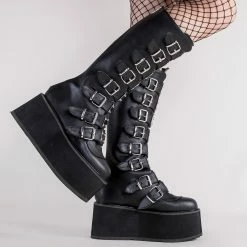 Demonia Shoes DAMNED-318 Black Vegan Leather Boots (AU Stock)